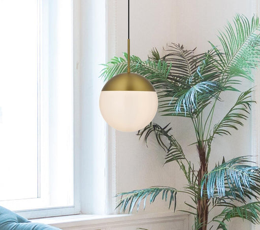 Eclipse 10" Frosted Glass Mini Pendant in Satin Gold And Frosted White