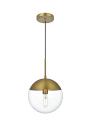 Eclipse 10" Clear Glass Mini Pendant in Satin Gold And Clear