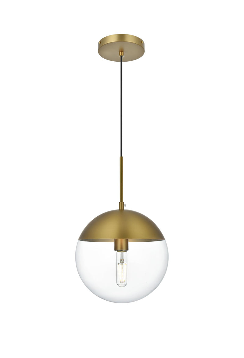 Eclipse 10" Clear Glass Mini Pendant in Satin Gold And Clear