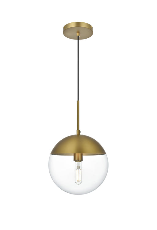 Eclipse 10" Clear Glass Mini Pendant in Satin Gold And Clear