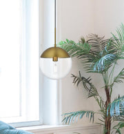 Eclipse 10" Clear Glass Mini Pendant in Satin Gold And Clear