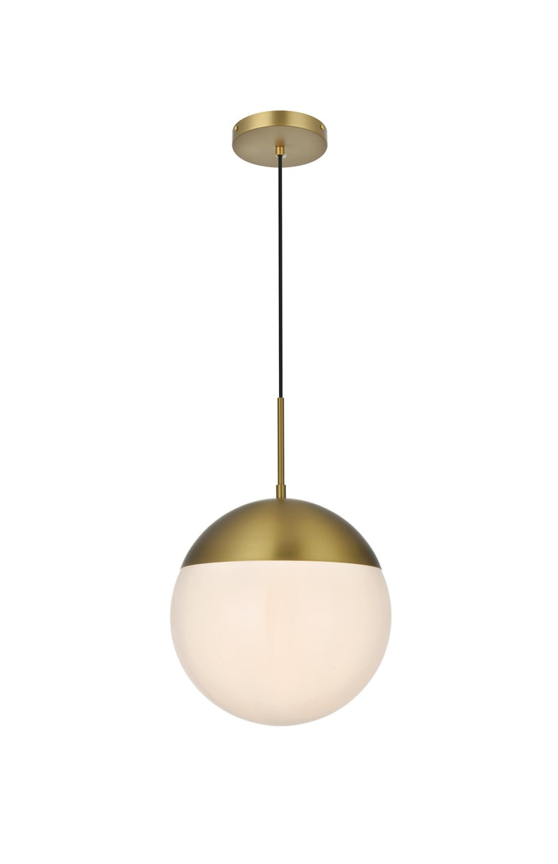 Eclipse 12" Globe Pendant in Satin Gold And Frosted White