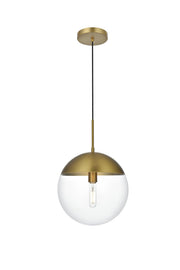 Eclipse 12" Globe Pendant in Satin Gold And Clear