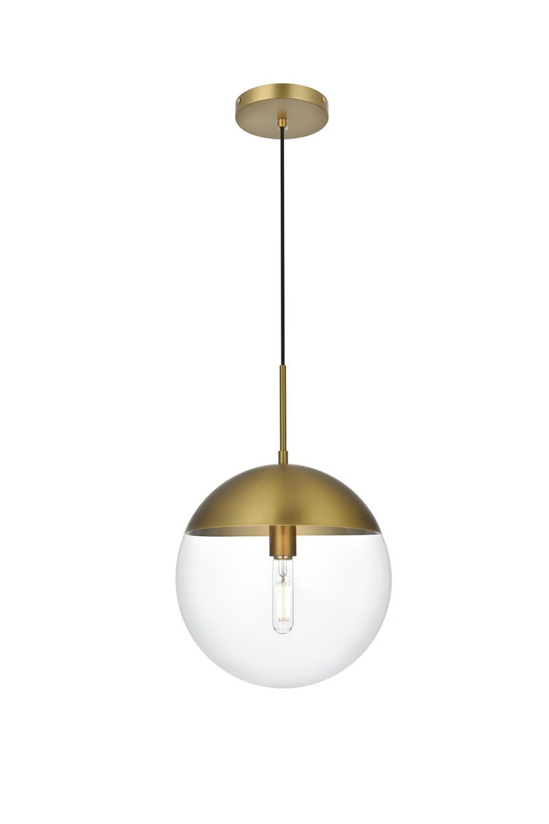 Eclipse 12" Globe Pendant in Satin Gold And Clear