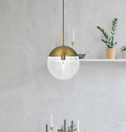 Eclipse 12" Globe Pendant in Satin Gold And Clear