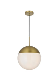Eclipse 14" Globe Pendant in Satin Gold And Frosted White
