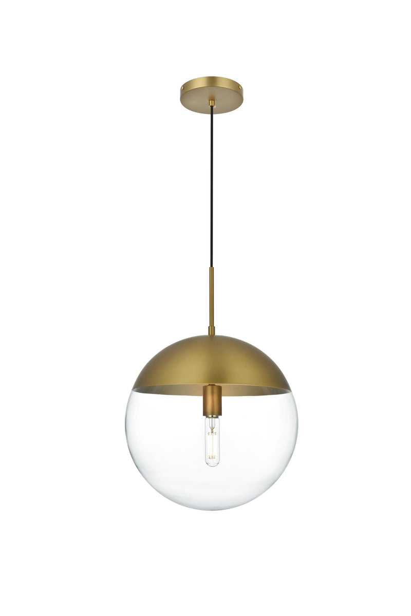 Eclipse 14" Globe Pendant in Satin Gold And Clear