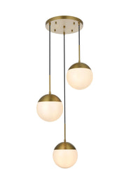 Eclipse 18" 3-Light Pendant in Satin Gold And Frosted White