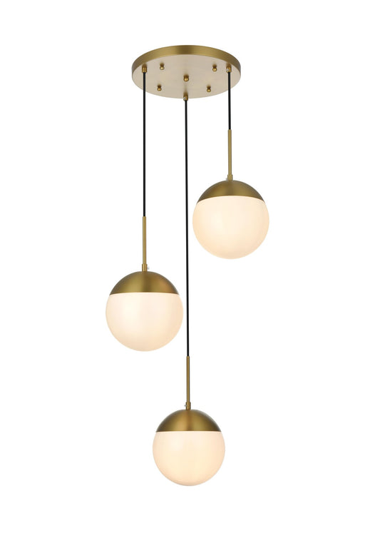 Eclipse 18" 3-Light Pendant in Satin Gold And Frosted White