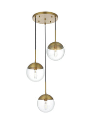 Eclipse 18" 3-Light Pendant in Satin Gold And Clear