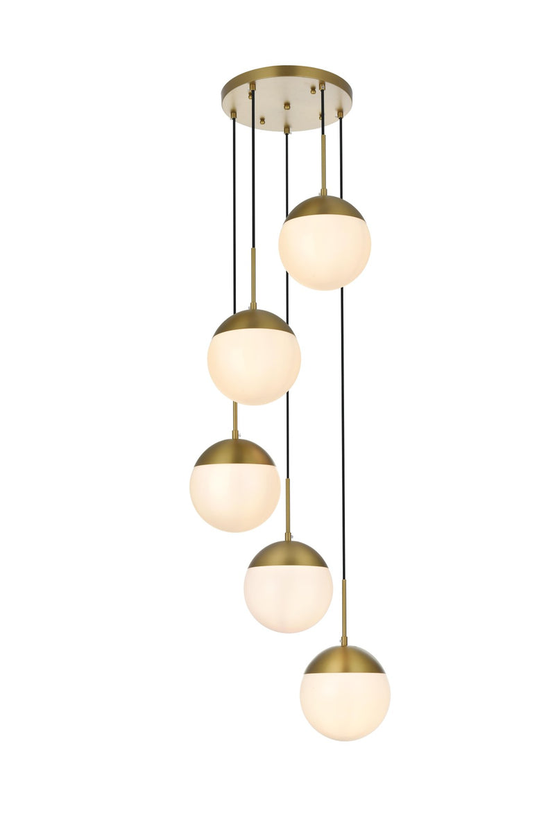 Eclipse 18" 5-Light Pendant in Satin Gold And Frosted White