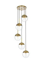 Eclipse 18" 5-Light Pendant in Satin Gold And Clear