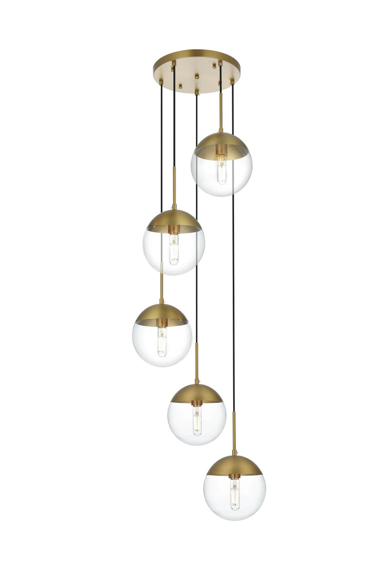 Eclipse 18" 5-Light Pendant in Satin Gold And Clear