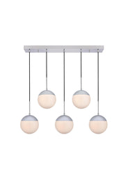 Eclipse 41.5" 5-Light Linear Pendant in Chrome And Frosted White