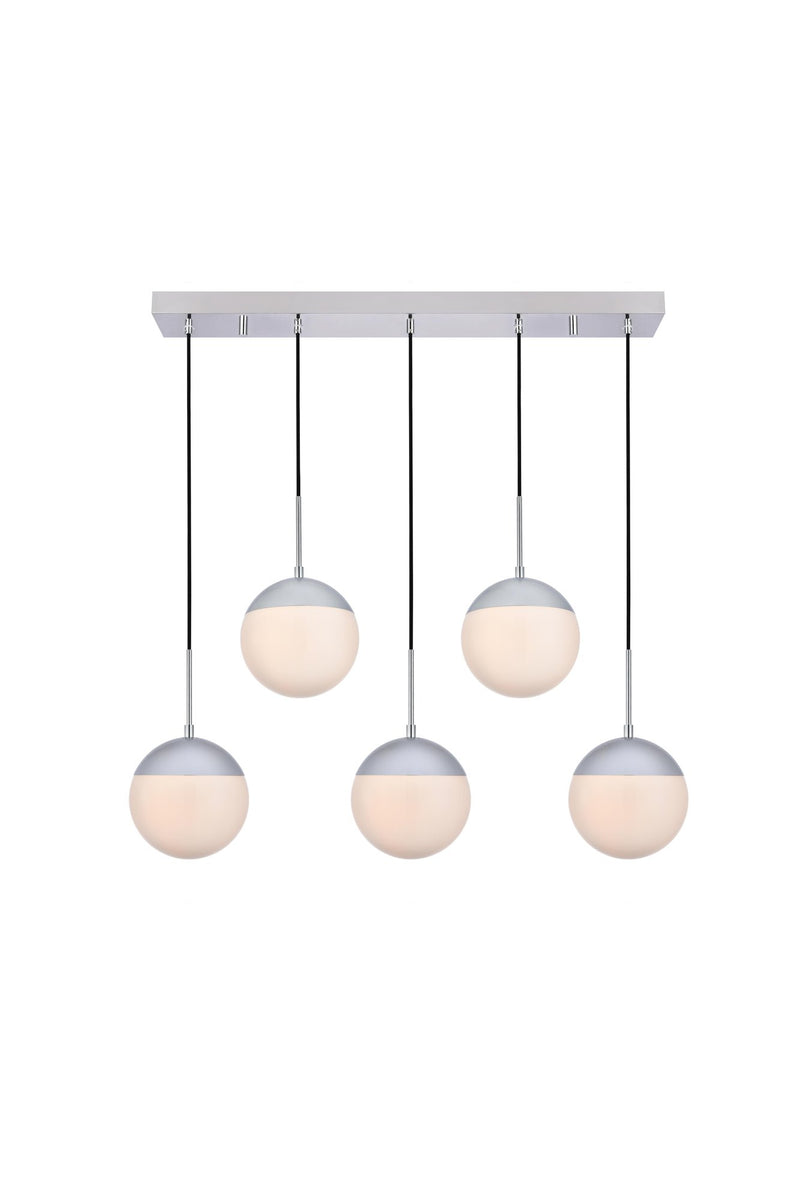 Eclipse 41.5" 5-Light Linear Pendant in Chrome And Frosted White