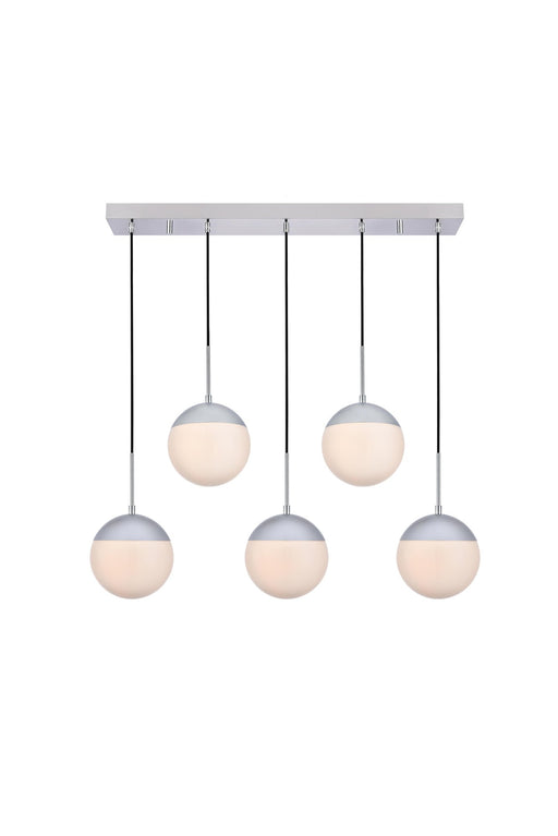 Eclipse 41.5" 5-Light Linear Pendant in Chrome And Frosted White