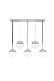 Eclipse 41.5" 5-Light Linear Pendant in Chrome And Clear