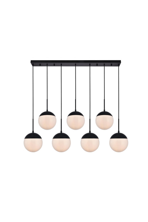 Eclipse 54" 7-Light Linear Pendant in Black And Frosted White