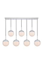 Eclipse 54" 7-Light Linear Pendant in Chrome And Frosted White