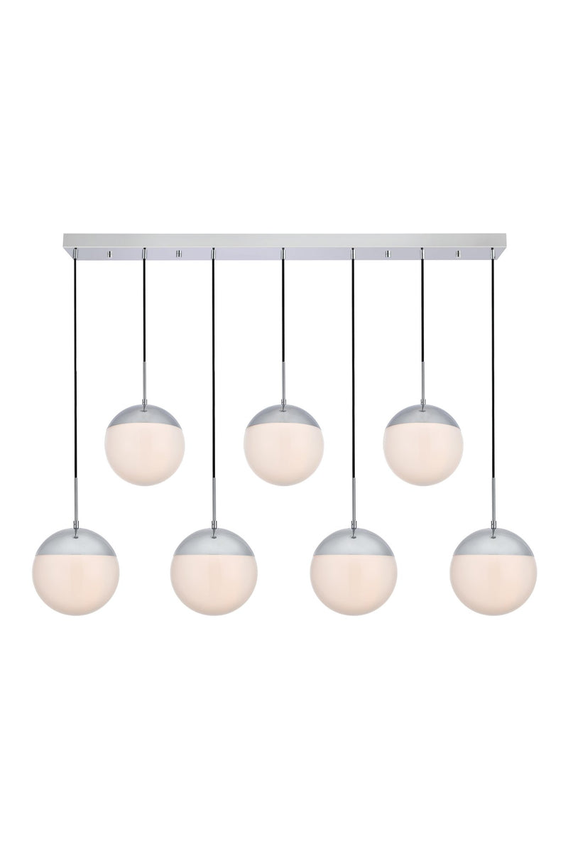 Eclipse 54" 7-Light Linear Pendant in Chrome And Frosted White