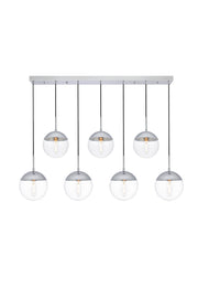 Eclipse 54" 7-Light Linear Pendant in Chrome And Clear