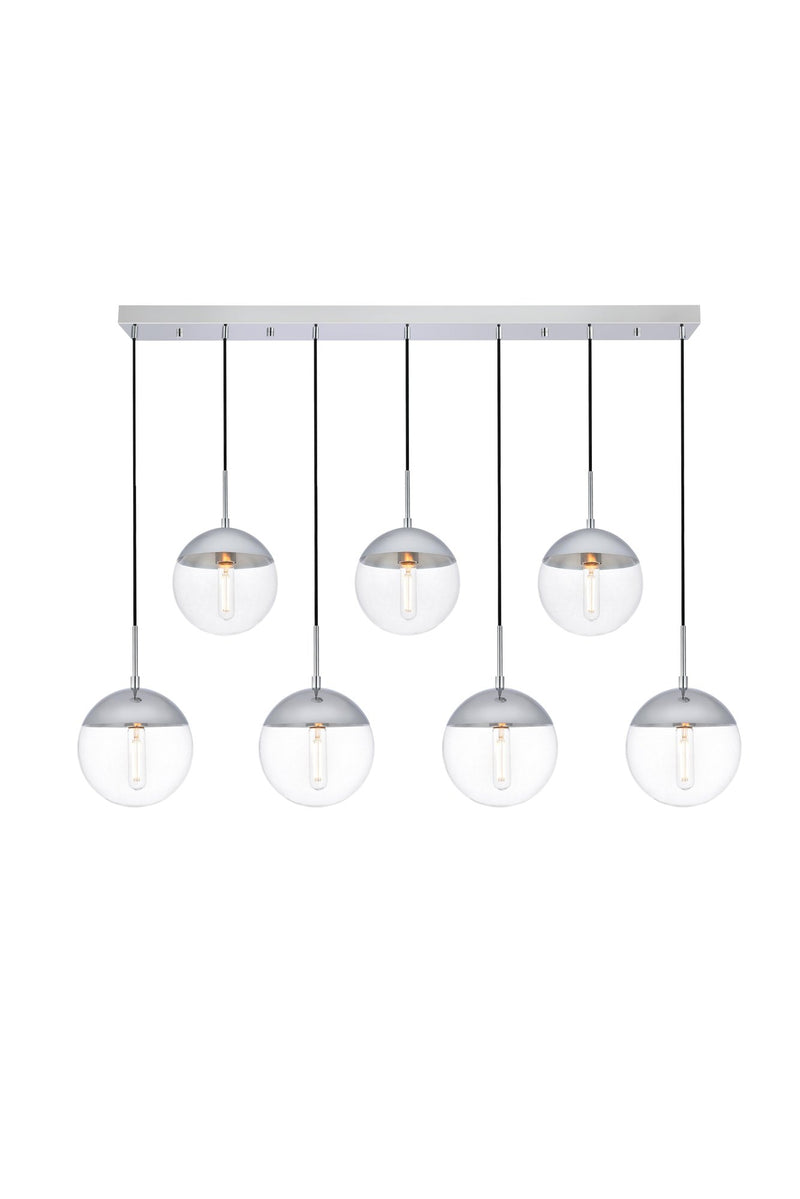 Eclipse 54" 7-Light Linear Pendant in Chrome And Clear