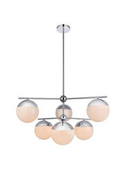 Eclipse 36" 6-Light Chandelier in Chrome And Frosted White