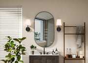 Cason Bath Sconce in Black And White Shade