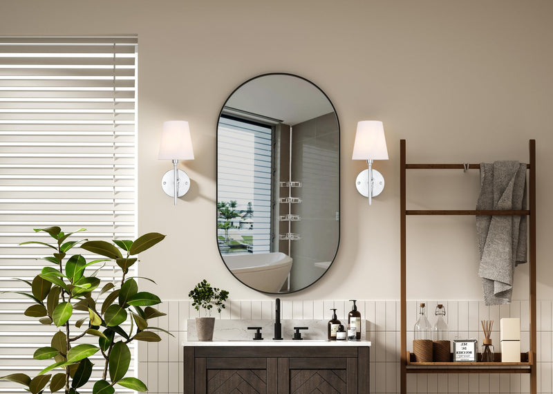 Cason Bath Sconce in Chrome And White Shade