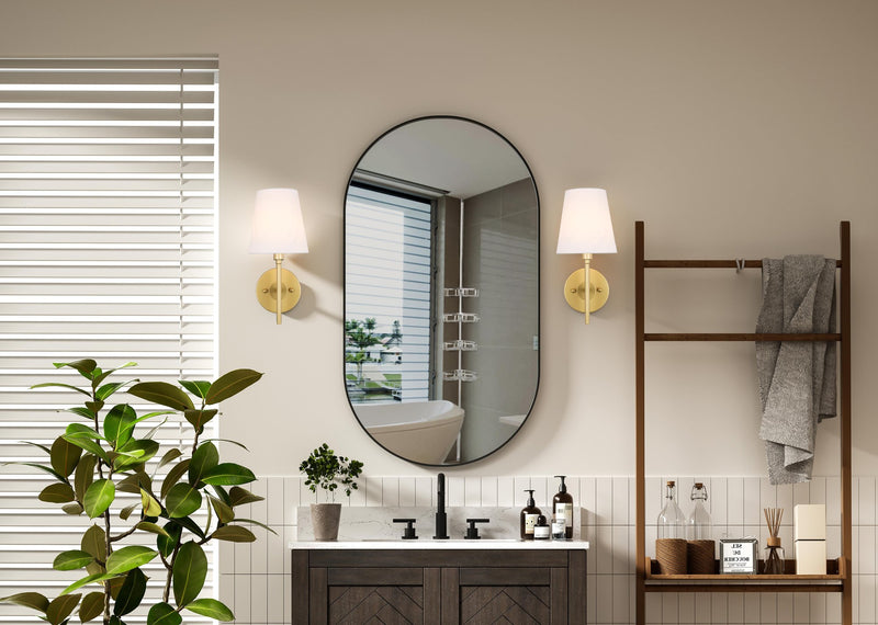Cason Bath Sconce in Brass And White Shade