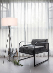 Cason Floor Lamp in Black And White Shade