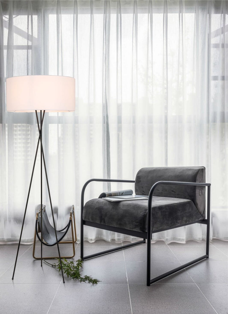 Cason Floor Lamp in Black And White Shade
