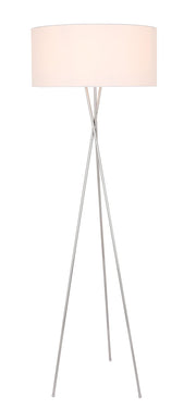 Cason Floor Lamp in Silver And White Shade