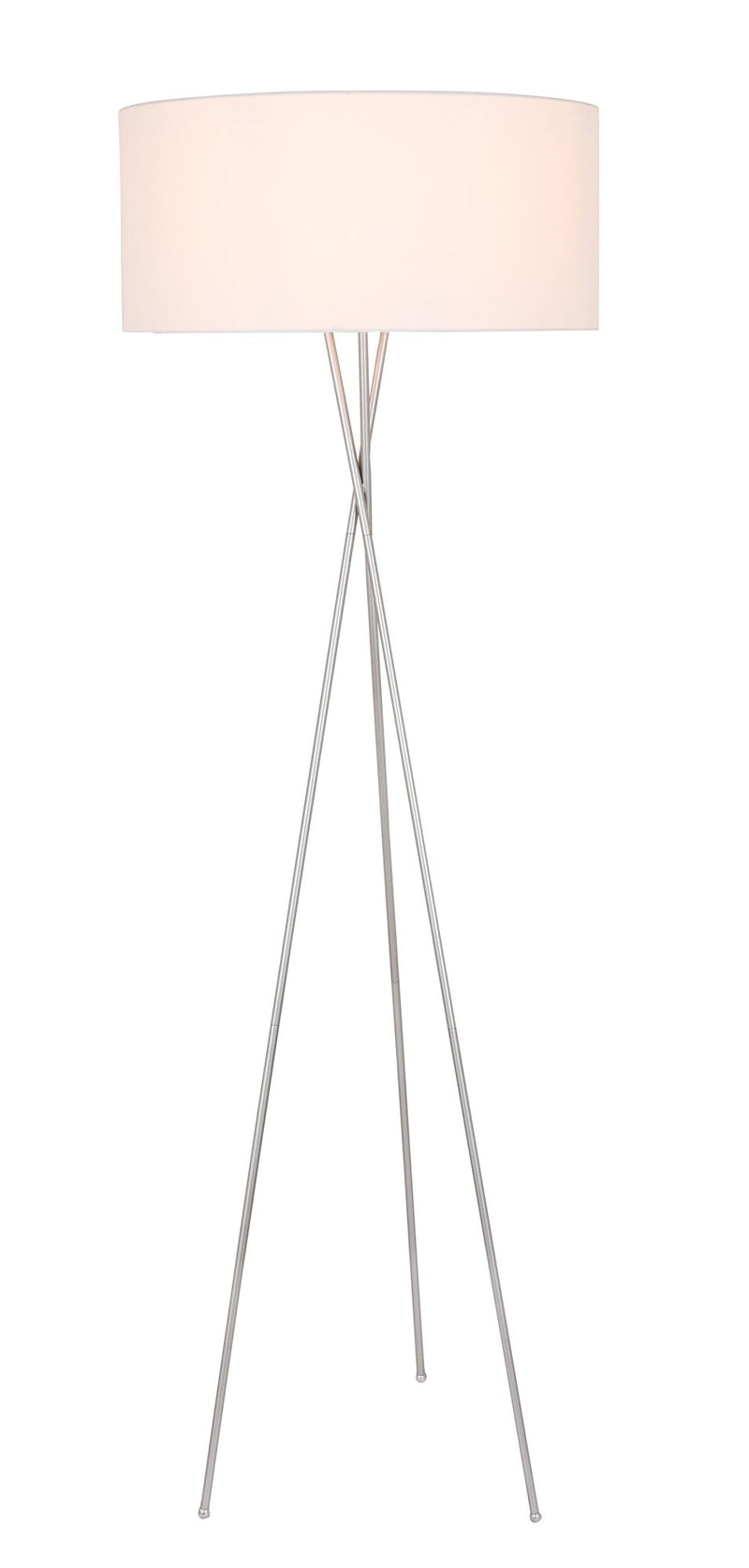 Cason Floor Lamp in Silver And White Shade
