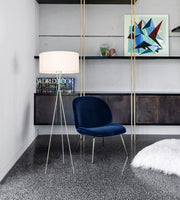 Cason Floor Lamp in Silver And White Shade