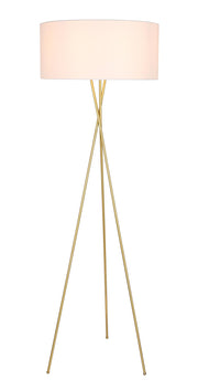Cason Floor Lamp in Brass And White Shade