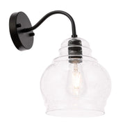Pierce Wall Sconce in Black And Clear Seeded Glass