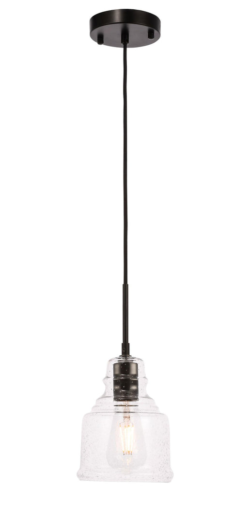 Pierce Round Mini Pendant in Black And Clear Seeded Glass