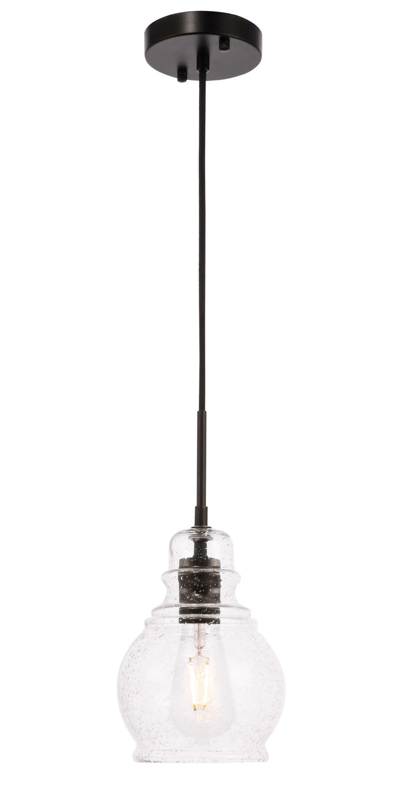 Pierce Bell Mini Pendant in Black And Clear Seeded Glass