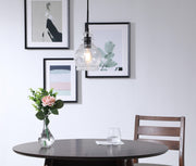 Pierce Bell Mini Pendant in Black And Clear Seeded Glass