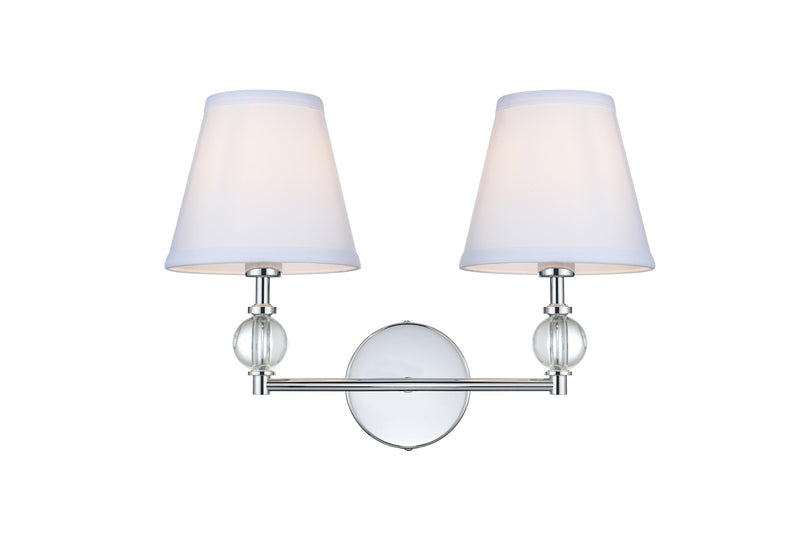 Bethany 2-Light Bath Vanity Light in Chrome And White
