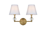 Bethany 2-Light Bath Vanity Light in Satin Gold And White