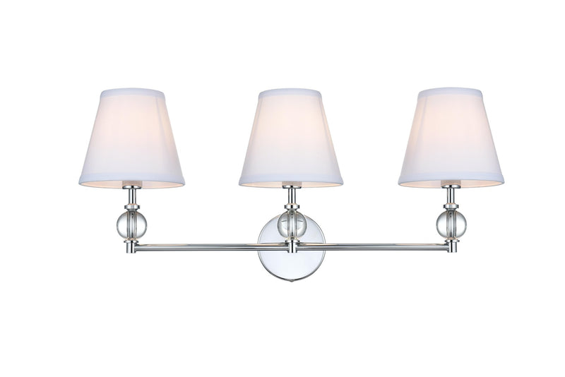Bethany 3-Light Bath Vanity Light in Chrome And White