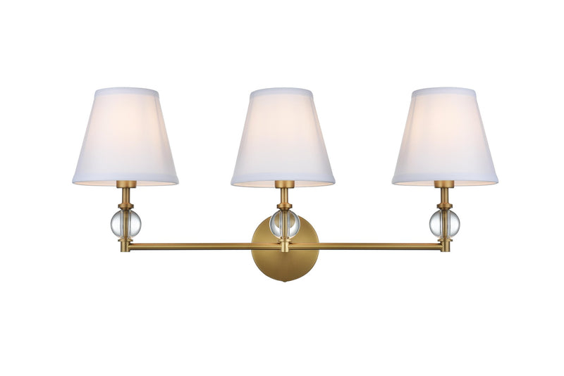 Bethany 3-Light Bath Vanity Light in Satin Gold And White