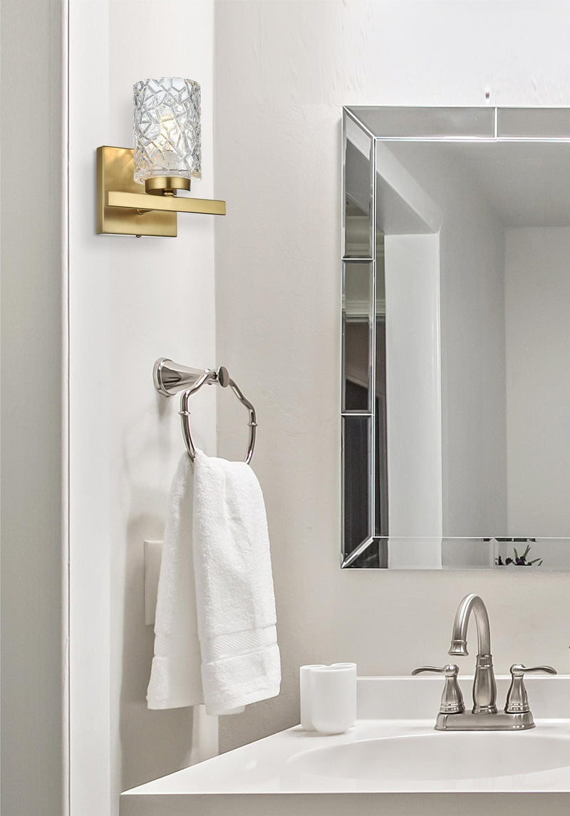 Cassie Bath Sconce in Satin Gold And Clear