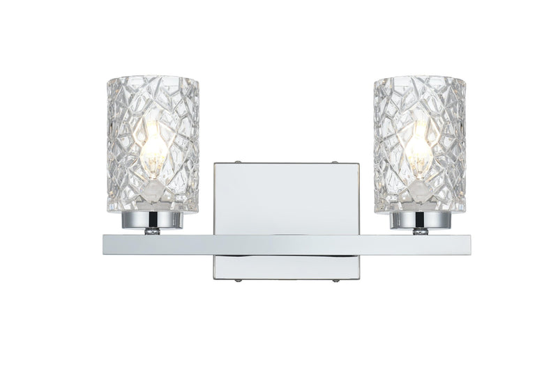 Cassie 14" 2-Light Bath Vanity Light in Chrome And Clear