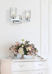 Cassie 14" 2-Light Bath Vanity Light in Chrome And Clear