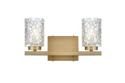 Cassie 14" 2-Light Bath Vanity Light in Satin Gold And Clear