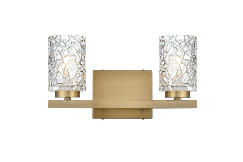 Cassie 14" 2-Light Bath Vanity Light in Satin Gold And Clear