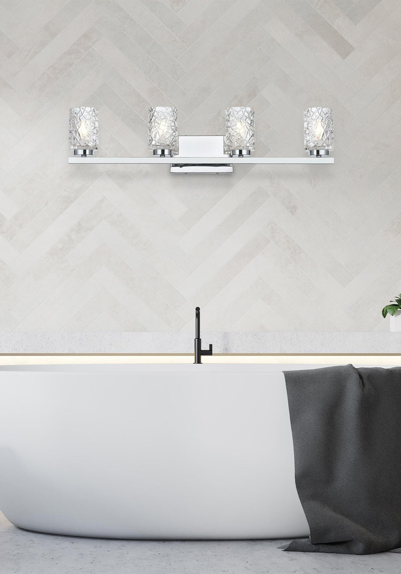 Cassie 32" 4-Light Bath Vanity Light in Chrome And Clear